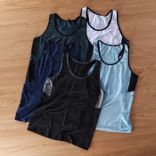 潮 t恤快干坎肩汗衫 冰丝汗背心男圆领跑步健身运动速干衣夏季 无袖