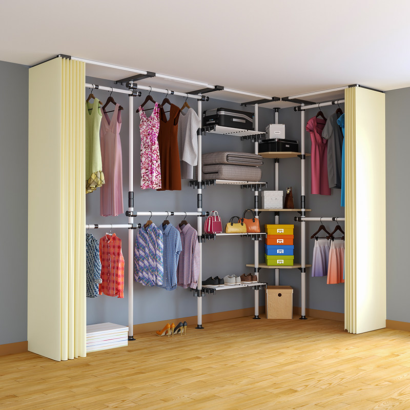 转角衣柜家用卧室l型金属小户型diy衣帽间开放式简易拐角组装钢架,住宅家具,独立衣柜,淘宝优惠券,粉丝福利购,淘宝优惠卷