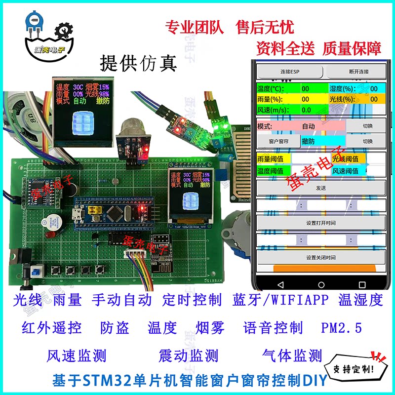 基于stm32多功能防雨窗单片机DIY图片