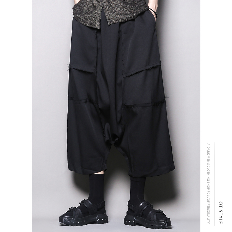 宽松阔腿休闲裤七分裤男士潮流