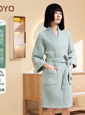 日本HOYO和颜浴袍女纯棉吸水速干毛巾料春秋和服全棉男士加大浴衣