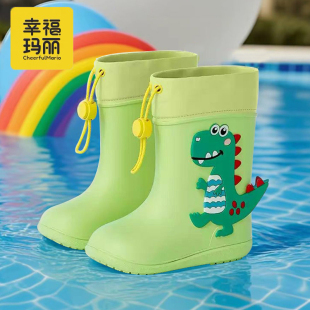 宝宝雨鞋儿童雨靴束口防水男童女童胶鞋恐龙水靴中小童幼儿园水鞋