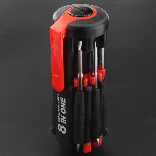 便携八合一多功能十字一螺丝刀套装字LED灯迷你8件数码维修工具