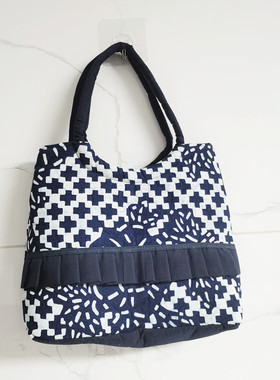 推广价 蓝印花布风情手包 休闲单肩包 女 民族风 竹节手环 全棉