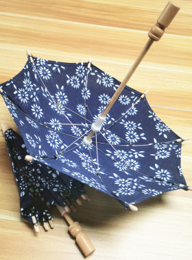 花布儿童太阳伞直柄迷你复古