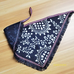 DIY蓝花布头巾三角巾全棉 采茶 研学民族风头饰 成人儿童都可配戴