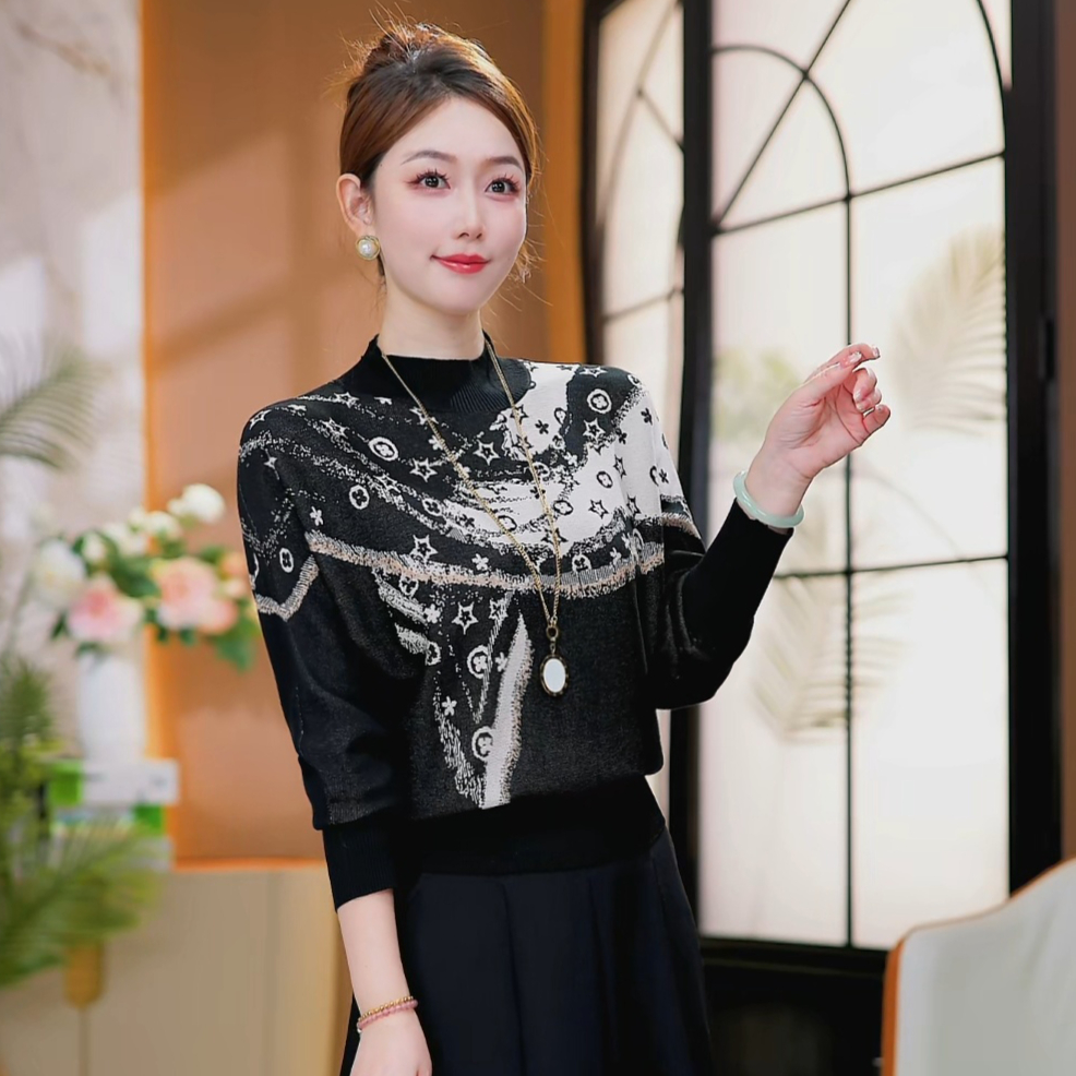 现货 皓月繁星~高级感针织衫抗起球百搭宽松保暖套头外穿毛衣秋冬