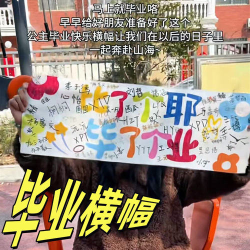 【公主毕业快乐】校园毕业季手持小横幅签名留恋拍照打卡仪式道具