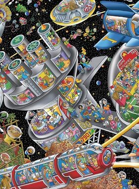 绝版现货 日本BEVERLY进口拼图 卡通 未来宇宙大暴动 迷你 1000片