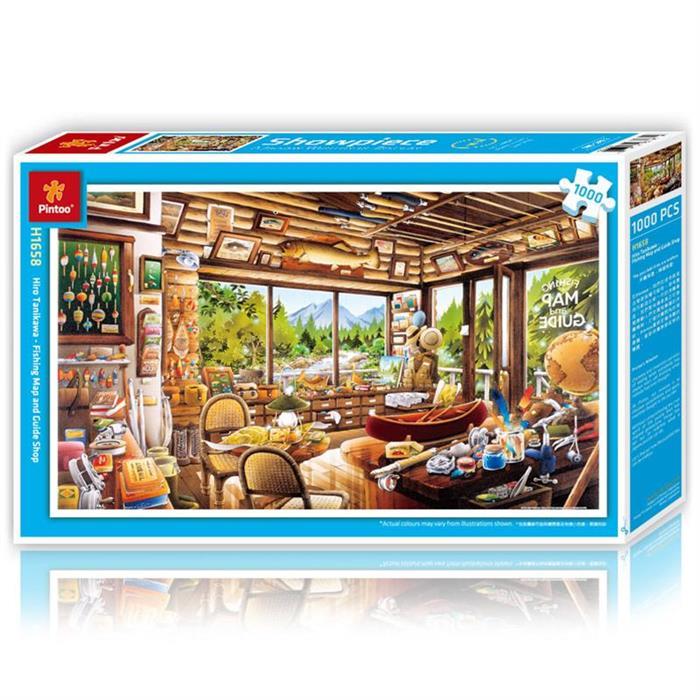 绝版现货 Pintoo塑料平面拼图 溪川弘行 钓具店铺 1000片 3djp
