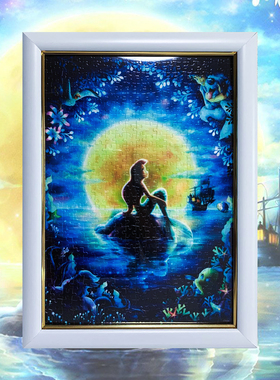 绝版现货 日本Tenyo进口拼图 小美人鱼 月夜许愿 纯白树脂 500片