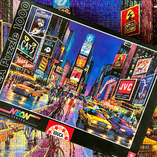 绝版现货 西班牙EDUCA进口拼图 霓虹夜光系列 纽约时代广场1000片