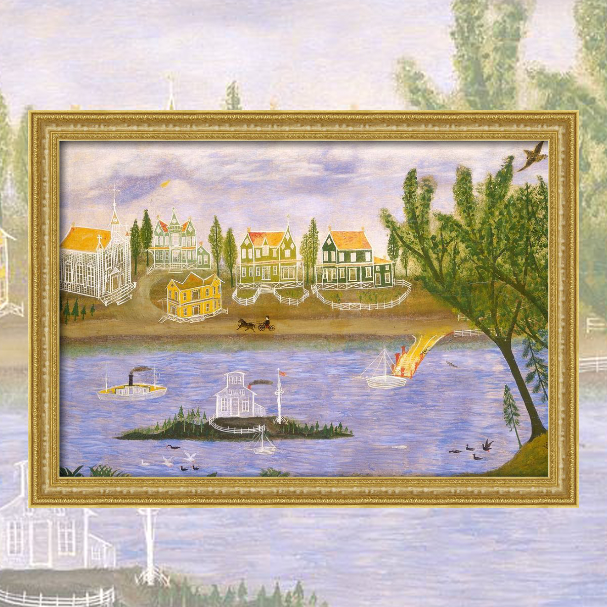 现货 意大利进口Mondopuzzle插画拼图 Unbekannt 河边村落 1000片