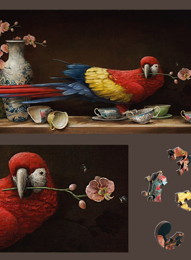 绝版现货 美国ARTIFACT进口木质拼图 Fragile Habitat 鹦鹉 360片