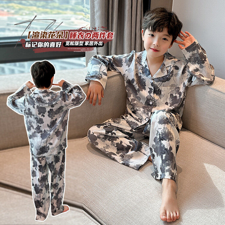 2025新款今年流行爆款睡衣男童加肥加大超火青少年初中生15岁