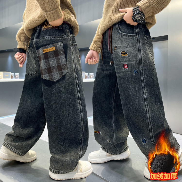 超好看男童裤子冬2025新款今年流行爆款冬一体绒加厚加绒潮款
