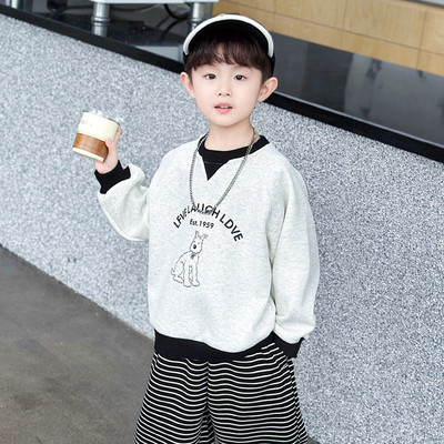 男童冬季加绒卫衣韩版加厚宝宝冬装连帽套头上衣儿童冬季一体绒