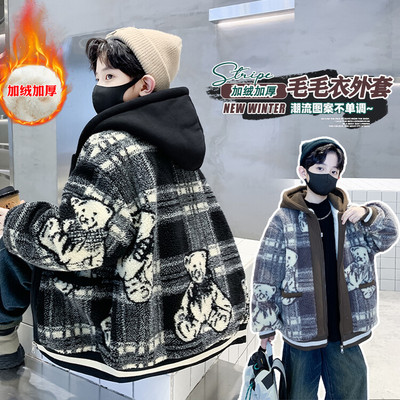 棉服男款男童外套2025新款今年流行爆款加绒加厚潮帅气时髦外套冬