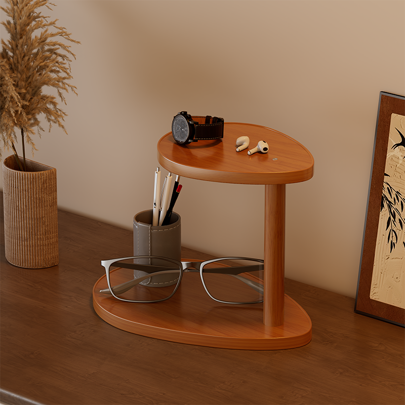 玄关双层置物架家用桌面水杯整理架多功能化妆品香水首饰收纳架