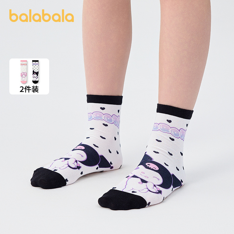 巴拉巴拉袜子女童短袜舒适两双
