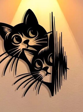 大小猫咪金属客厅墙壁装饰艺术壁挂玄关铁艺宠物店广告卧室墙面