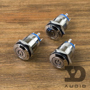 16mm金属带指示灯轻触自复位按钮220v电源开关功放前级电源开关