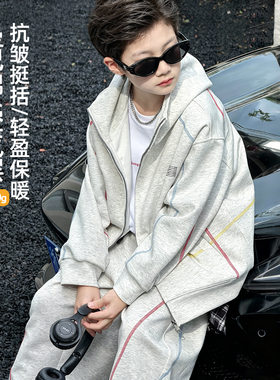 大童男装一米二三四五六年级七八九十岁小孩秋衣服运动卫两件套装