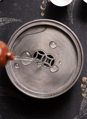 锡茶船功夫茶海茶古锡壶承复古蓄水干泡台茶盘壶垫功夫茶具建水