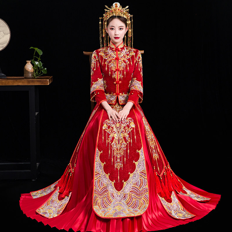 秀禾服2020新款新娘结婚禾秀服中式礼服嫁衣秀和服女夏季禾服薄款