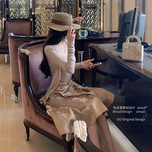 針織抹胸連衣裙套裝 杜總家 老錢世家女 原創(chuàng)輕奢高級感氣質(zhì)修身