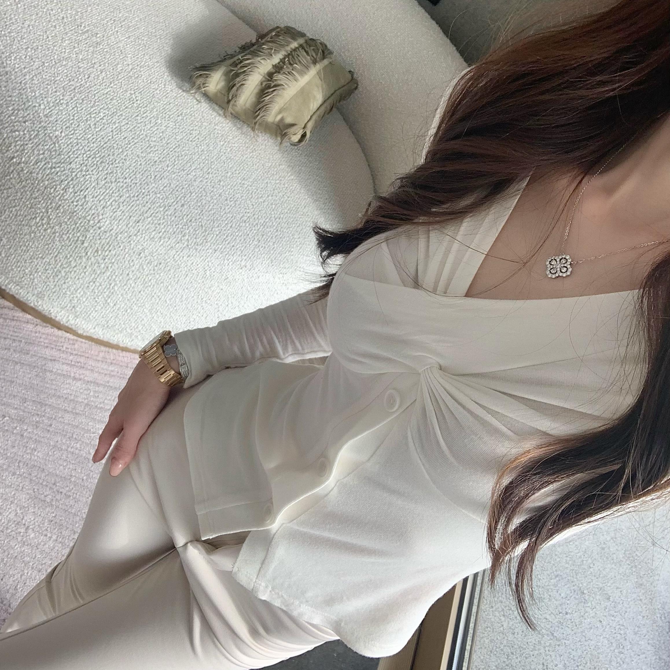 杜总家 娇柔baby肌*原创韩系精致大美女小众设计感长袖初秋上衣薄