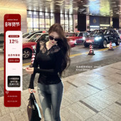 杜总家 上衣内搭 女装 典雅东方骨 原创性感气质刺绣镂空蕾丝打底衫