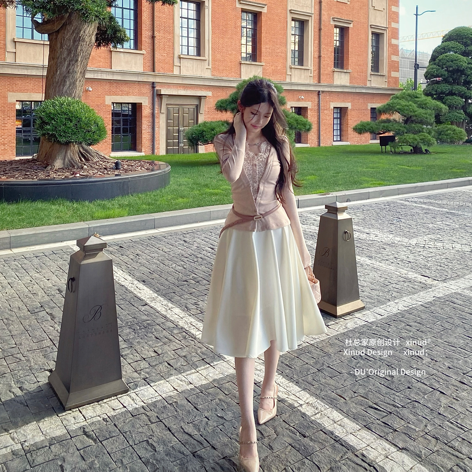 杜总家 古早软文女主*原创温柔气质娇欲性感蕾丝假两件修身女上衣