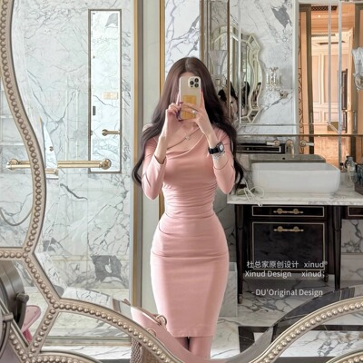 杜总家 窈窕有致*原创性感气质御姐包臀掐腰显身材中袖女连衣裙