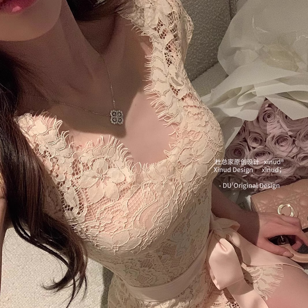 杜总家 戒不掉的是感觉！气质温柔蕾丝梦中情裙收腰女连衣包臀裙