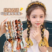 儿童碎花飘带一体式 编发发箍女童高颅顶不勒头带齿防滑头箍发卡女