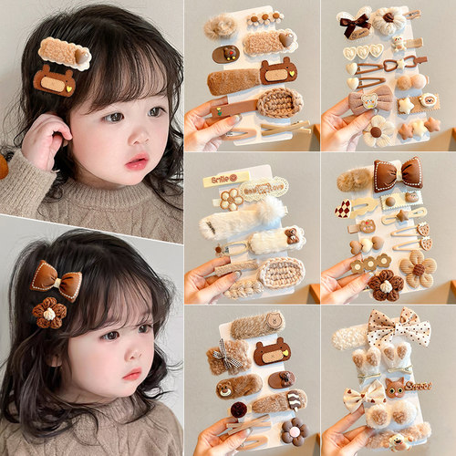 儿童秋冬毛绒发夹发饰女童2025新款可爱侧边刘海碎发夹子头饰发卡