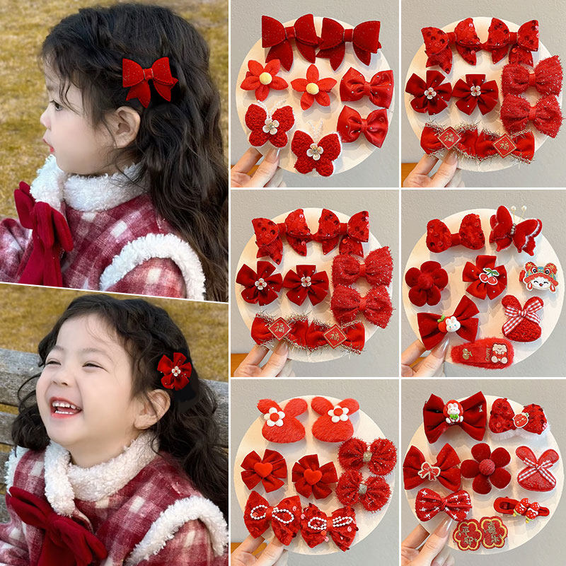 儿童过年头饰女童红色新年发夹可爱蝴蝶结夹子发卡小女孩拜年发饰,童装/婴儿装/亲子装,发饰,淘宝优惠券,粉丝福利购,淘宝优惠卷