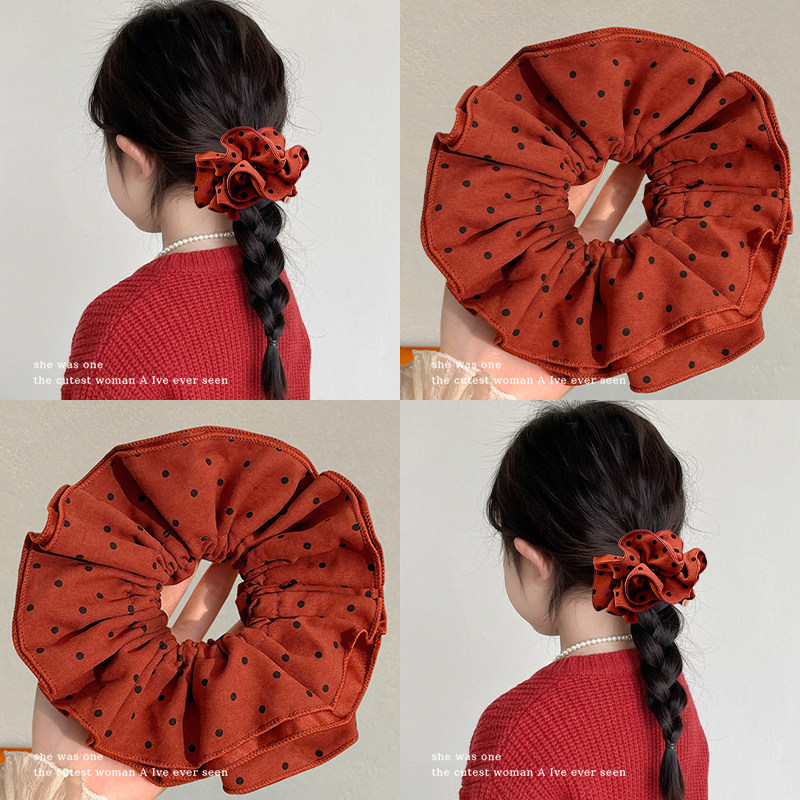 儿童新年复古酒红波点条纹大肠发圈女童扎发丸子头超大发饰头绳女,童装/婴儿装/亲子装,发饰,淘宝优惠券,粉丝福利购,淘宝优惠卷