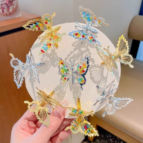 会动的蝴蝶发夹儿童侧边夹碎发刘海夹女童可爱发卡发饰小女孩头饰