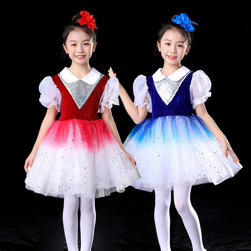 女童公主舞六一演出合唱服蓬蓬裙