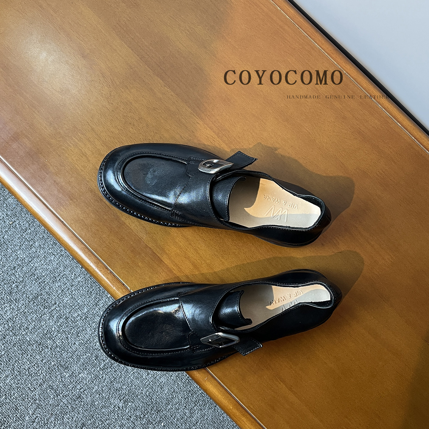 意大利水洗马皮~黑色乐福鞋女2026春款平底复古一脚蹬懒人小皮鞋,女鞋,乐福鞋（豆豆鞋）,淘宝优惠券,粉丝福利购,淘宝优惠卷