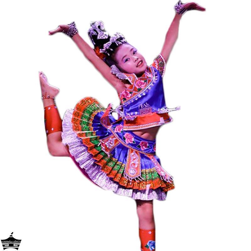 新选元旦第十届小荷风采踩彩舞蹈演出服装童儿Q苗族侗族少数民族