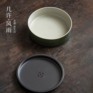 几许风雨祖母绿壶承轻奢复古盖碗茶壶底托家用陶X瓷功夫茶具 新品