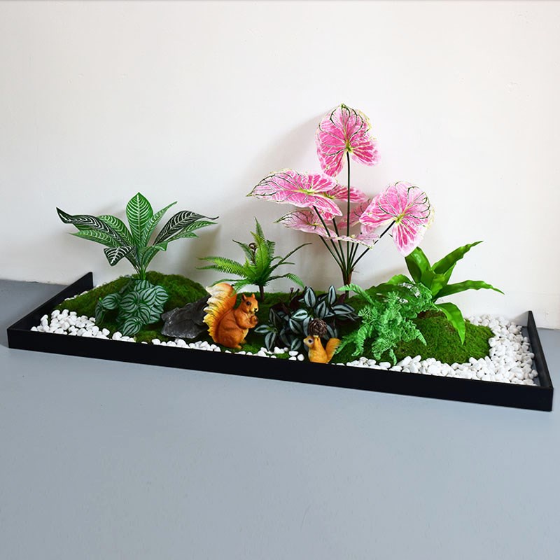 新品仿真绿植组合长条装饰造景室C内商场橱窗高级感仿植物苔藓落