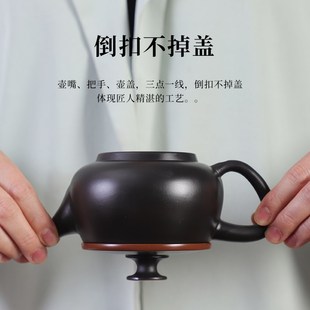 建水紫陶茶壶家用r茶具纯手工紫陶壶汉瓦壶可提可转凤鸣壶 新品