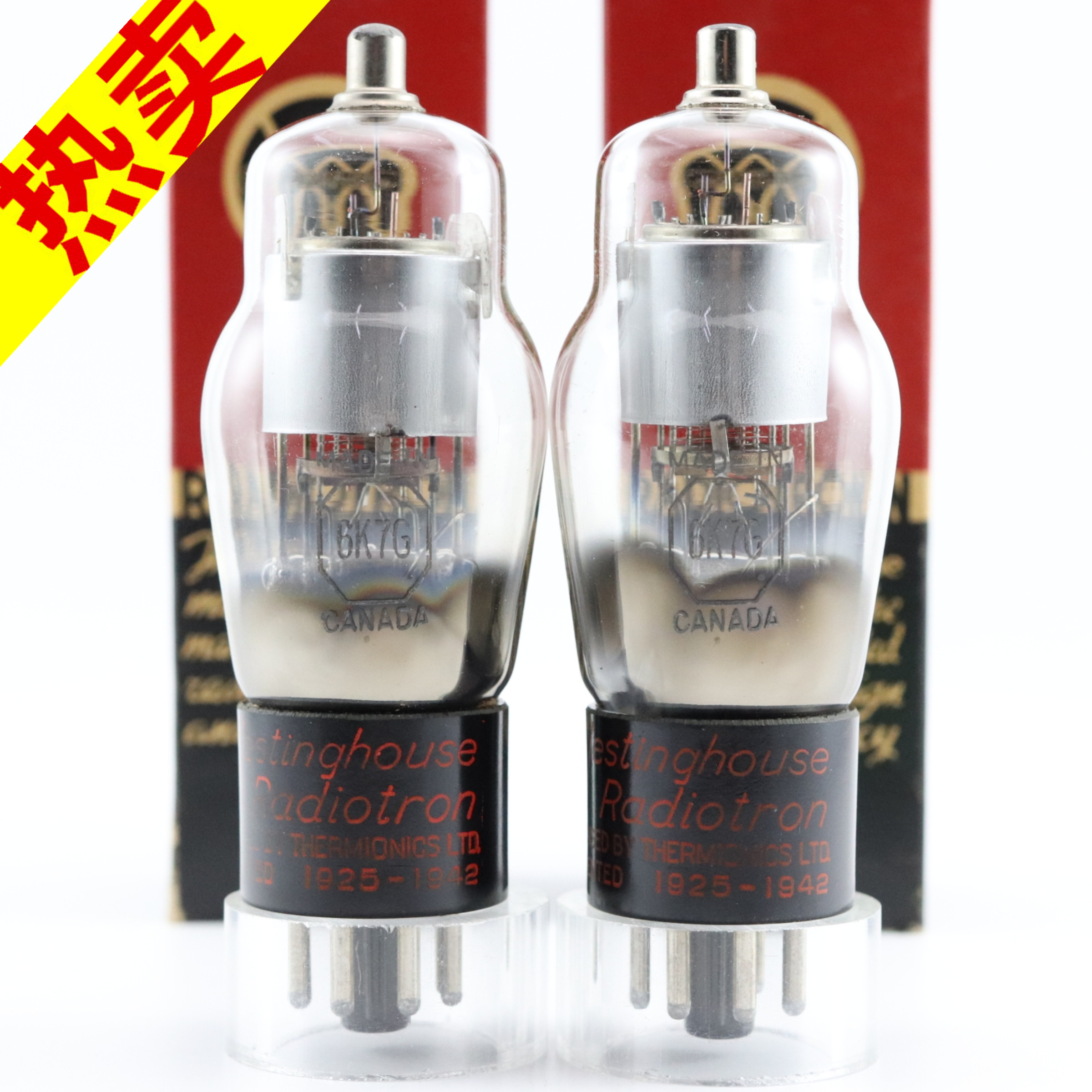 精选配对全新加拿大原盒西屋 6K7G/6米7/6J7/EF37带方环6k7电子管