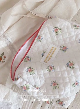 monbebe韩国进口妈格纹妈咪包化妆包尿布包待产包收纳27X18X8