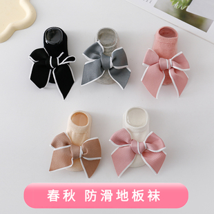 儿童袜宝宝纯棉防滑袜中厚潮ins百搭婴儿地板袜女童船袜春秋薄款
