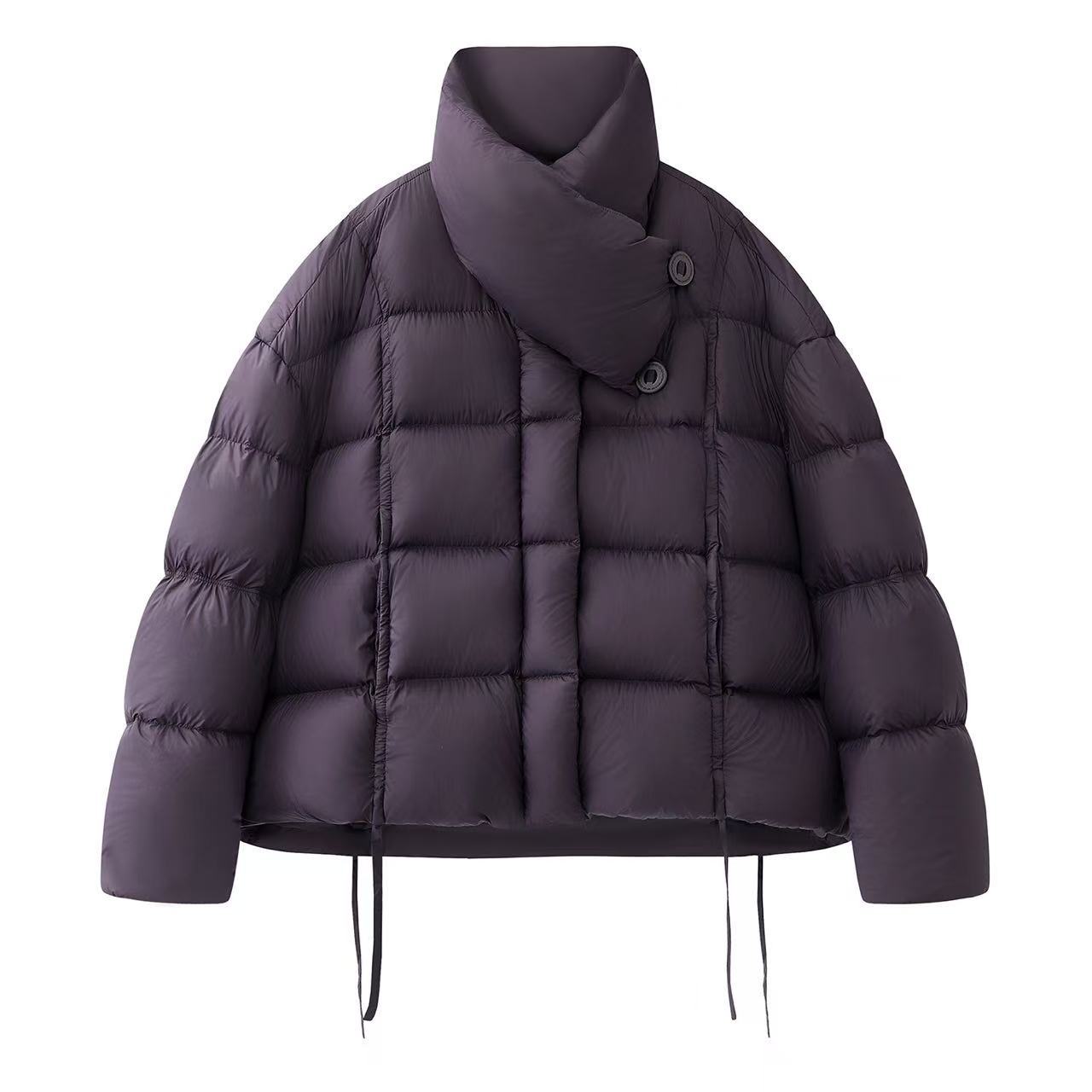 迪**商场同款2025冬季新品时尚气质休闲宽松围巾系扣面包羽绒服